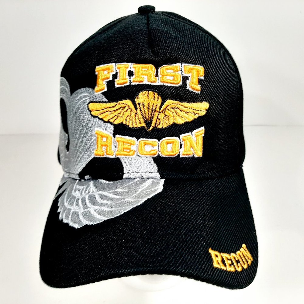 US Army 1st Recon Men's Ball Cap Hat Black Embroid